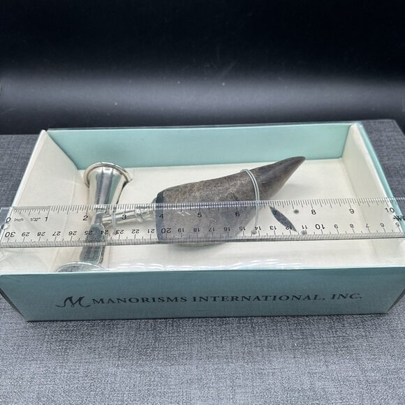 Natural Horn & Nickel Candle Snuffer Silver Tone Fortunoff Boxed Home Decor 2007 - Picture 8 of 8